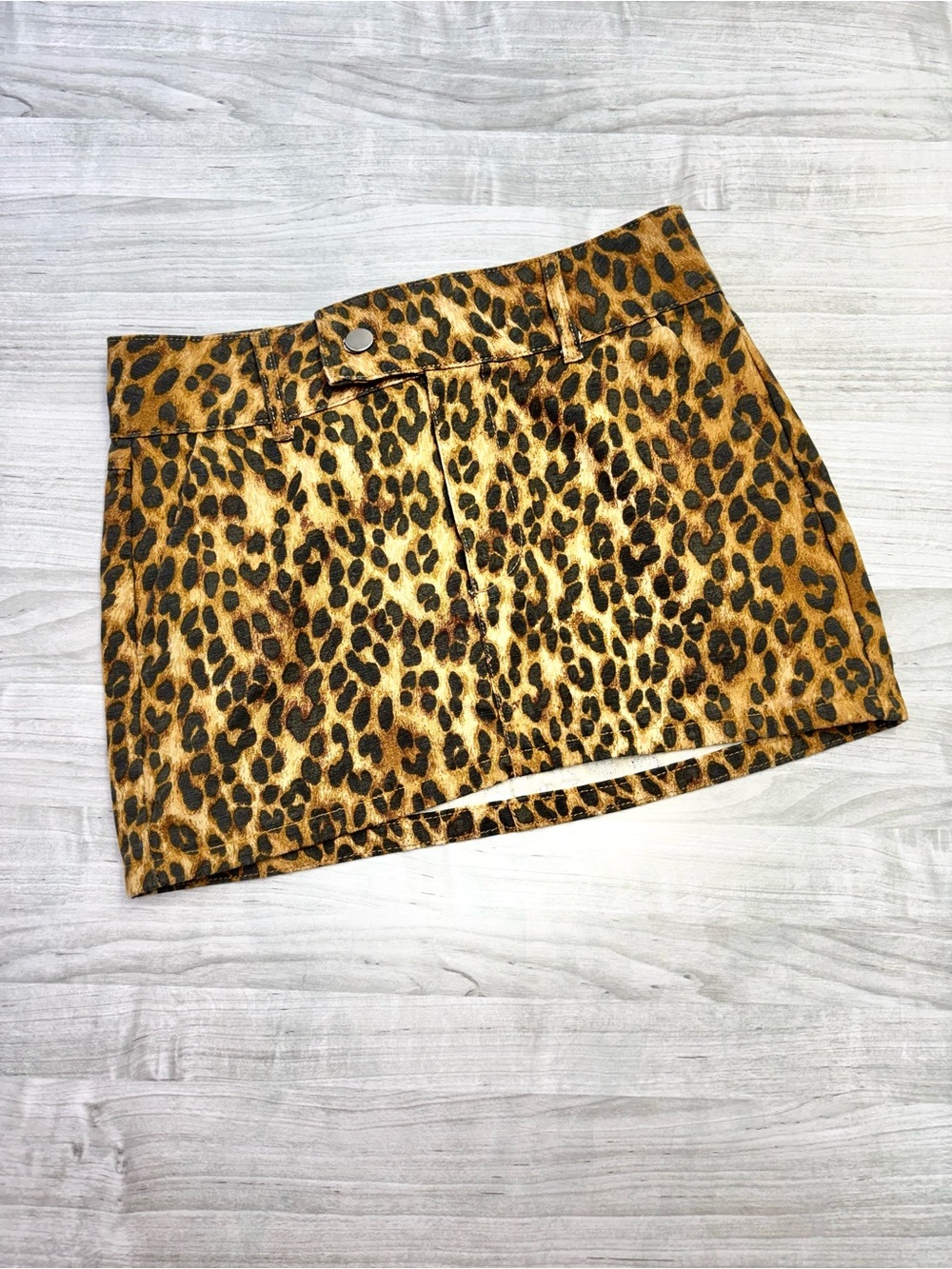 Y2K Leopard Print micro Mini low rise Skirt - Gold/Black size 2